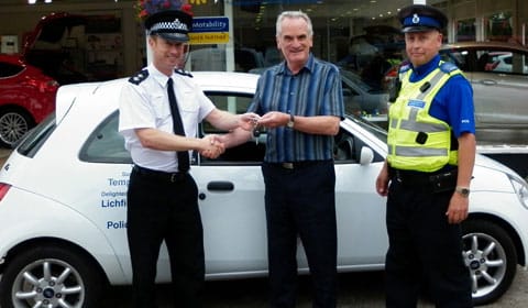The Ford KA being handed over to the Lichfield Local Policing Team