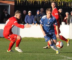 Danny Ashton escapes the attention of a Rushall defender. Pic: Dave Birt