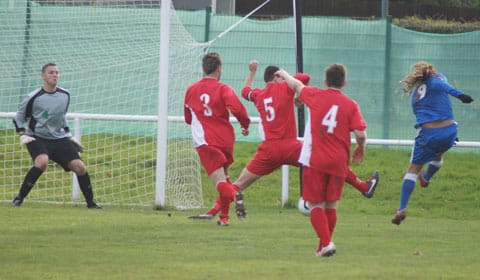 Jacob Snape smashes an effort goalwards