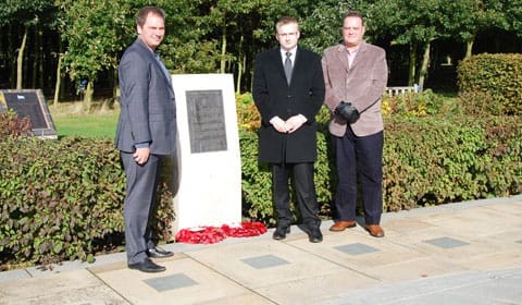 Torben Nielsen, Joannes V Hansen and Ian Bourne at the National Memorial Arboretum