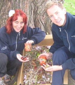 Ruth Witczak and Rob Taylor with some of the seeds found in Beacon Park