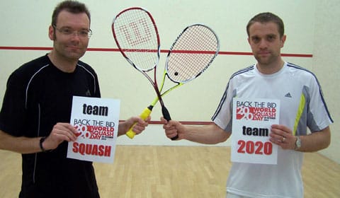WSD-Captains The opposing captains for the Lichfield World Squash Day event