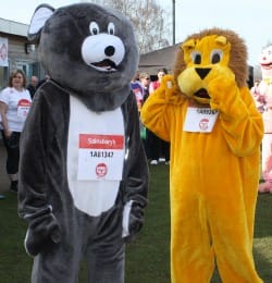 chasewater sports relief mile 5 Runners in costume getting ready for the Sports Relief Mile at Chasewater