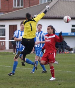 DSC01775 Jacob Snape puts the Pershore keeper under pressure