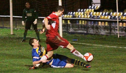 Greg Downes goes past his man. Pic: Dave Birt