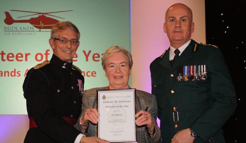 Pat Roberts collecting her award. Pic: West Midlands Ambulance Service