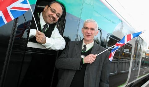Manjeet Galsingh and Bryan Doherty celebrate the new faster service to London from Lichfield Trent Valley Manjeet Galsingh and Bryan Doherty launch the new faster services to London from Lichfield Trent Valley