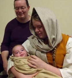 nativity baby18 Mum Imogen with her eldest and youngest daughters, Bethany and Charlotte, who will play Mary and the baby Jesus in The Nativity