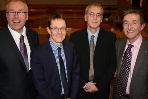 GBSLEP Andy Street visit Cllr Richard Grosvenor, Andy Street, Cllr Steve Claymore and Cllr Mike Wilcox