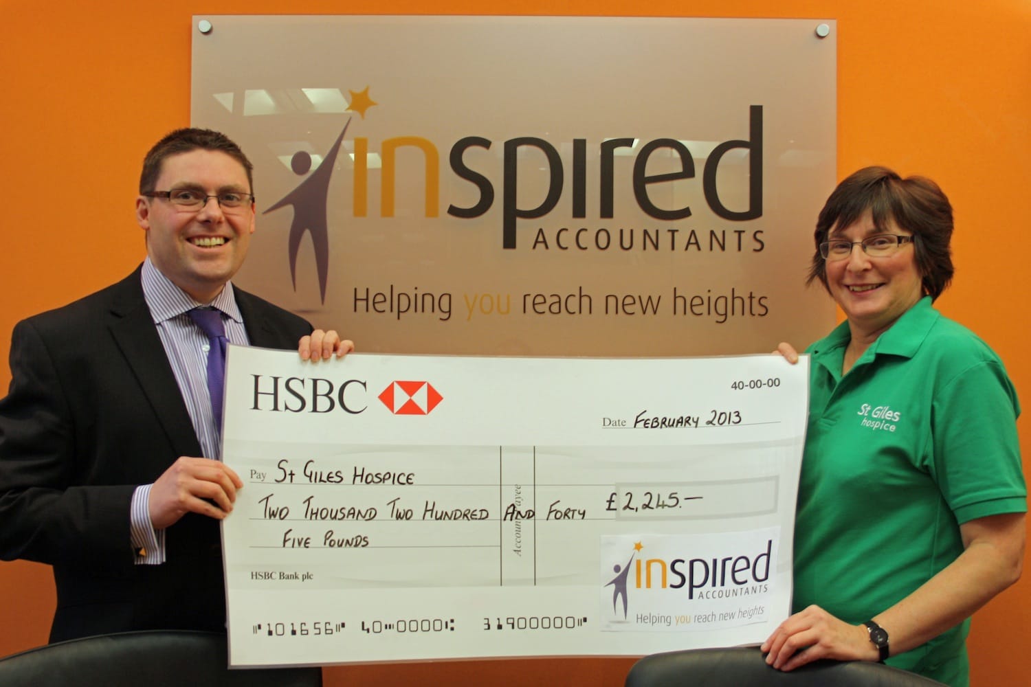 Paul Bulzacchelli with Linda Bridges of St Giles Hospice