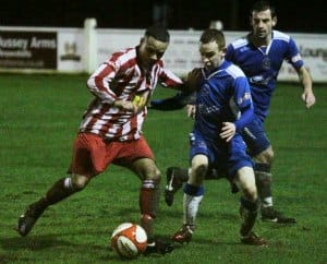 super sub jonathan gould Jonathan Gould closes down a Romulus player. Pic: Dave Birt