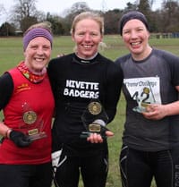 The first three women home in the Xtreme Challenge race