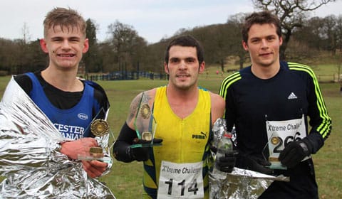 The first three men home in the Xtreme Challenge