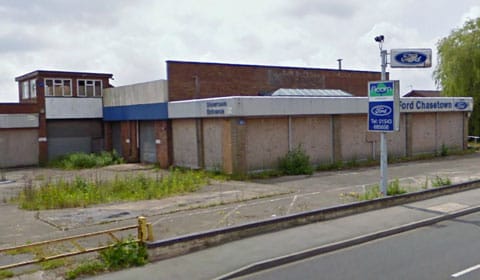 The disused car dealership in Burntwood