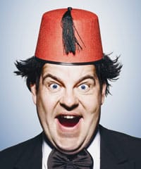 Damian Williams as Tommy Cooper. Pic: Yvan Fabing