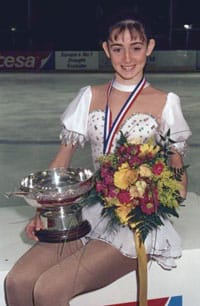 Katie Scarbrough in 1996 after being crowned British Junior Ice Skating Champion