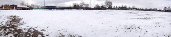 snowlichfieldcity A snow-covered Brownsfield Park. Pic: Lichfield City FC