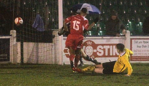 Theo Robinson levels the scores. Pic: Dave Birt