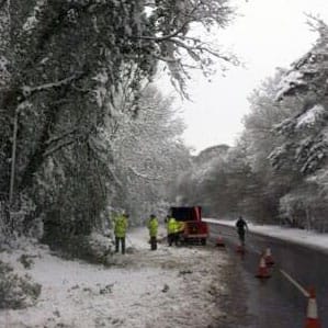 treessnowa51 Workers checking trees overhanging the A51