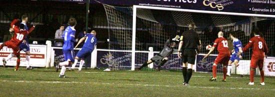 Ahmed Obeng makes it 3-1. Pic: Dave Birt