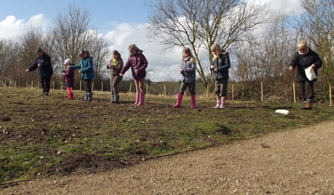 CF-wildflower-seeding-2 The Brownies planting seeds at Christian Fields