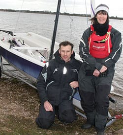 Gareth Brookes, from the Royal Yachting Association, with Chase Sailing Club's Libby Constance
