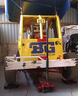 James Tucker's car in the workshop