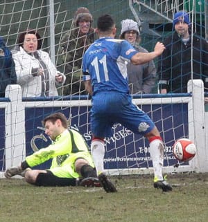 Theo-Robinson--2-0 Chasetown's advantage is doubled by Theo Robinson. Pic: Dave Birt