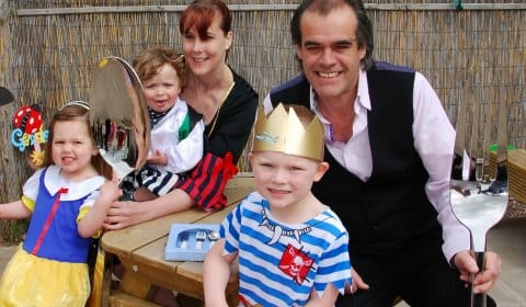 Nicole Power from Poppins Day Nursery, with Simon Price and children Connie Wright, Oliver Rowles and Hayden Collett
