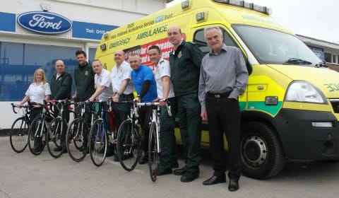 Members of the cycling team with Brian Carruthers from Tempest Ford