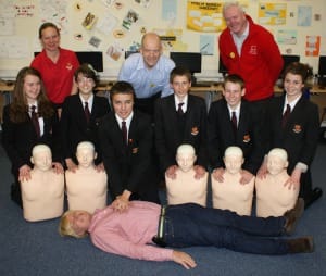 Michael Fabricant finds out about Heartstart techniques from Netherstowe School students