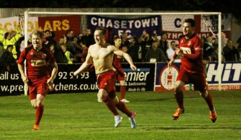 Ricky Miller celebrates his winning goal