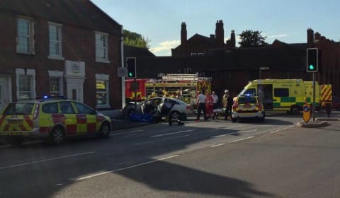The crash in Lichfield city centre. Pic: LichfieldKie