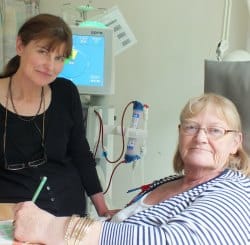Art teacher Karen Bird with patient Sue Fletcher
