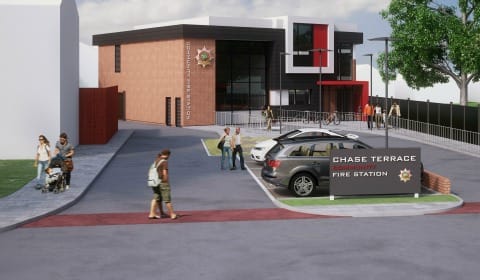 An artist's impression of the new fire station at Chase Terrace