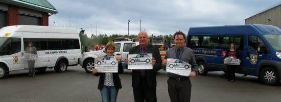 Representatives from Friary School and Wilnecote High School with Colin Mabey from Midland Expressway Ltd