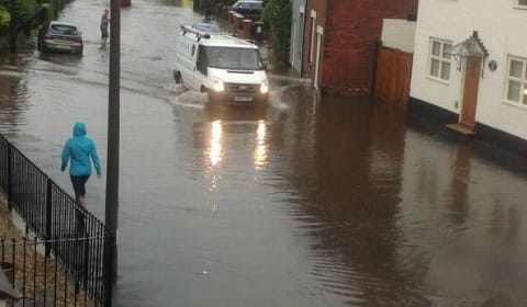 Flooding at Wheel Lane. Pic: PR99.co.uk