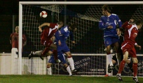 Chasetown FC concede a late goal against Rushall Olympic. Pic: Dave Birt