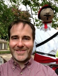 Christopher Pincher with one of the Elford scarecrows