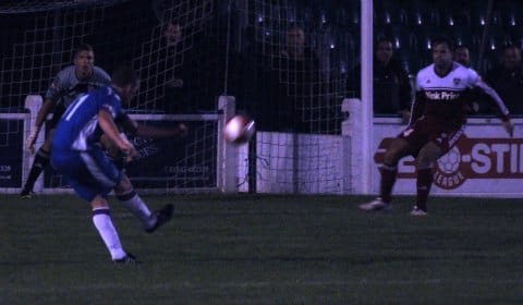 Grant Beckett fires an effort goalwards. Pic: Pamela Mullins