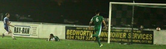 Paul Sullivan fires home after rounding the keeper. Pic: Dave Birt