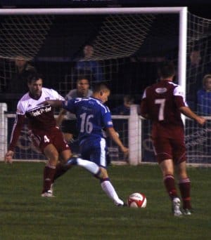 Lee Butler fires goalwards. Pic: Pamela Mullins