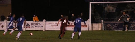 Simon Brown steps up to convert his penalty. Pic: Pamela Mullins