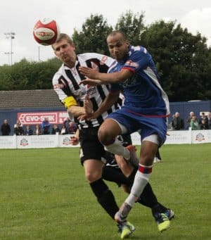 Simon Brown tries to get away from his marker. Pic: Dave Birt
