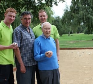 Andy Chatwin, Andre Hefer, Rob Taylor and Derek Love try out the new boules court