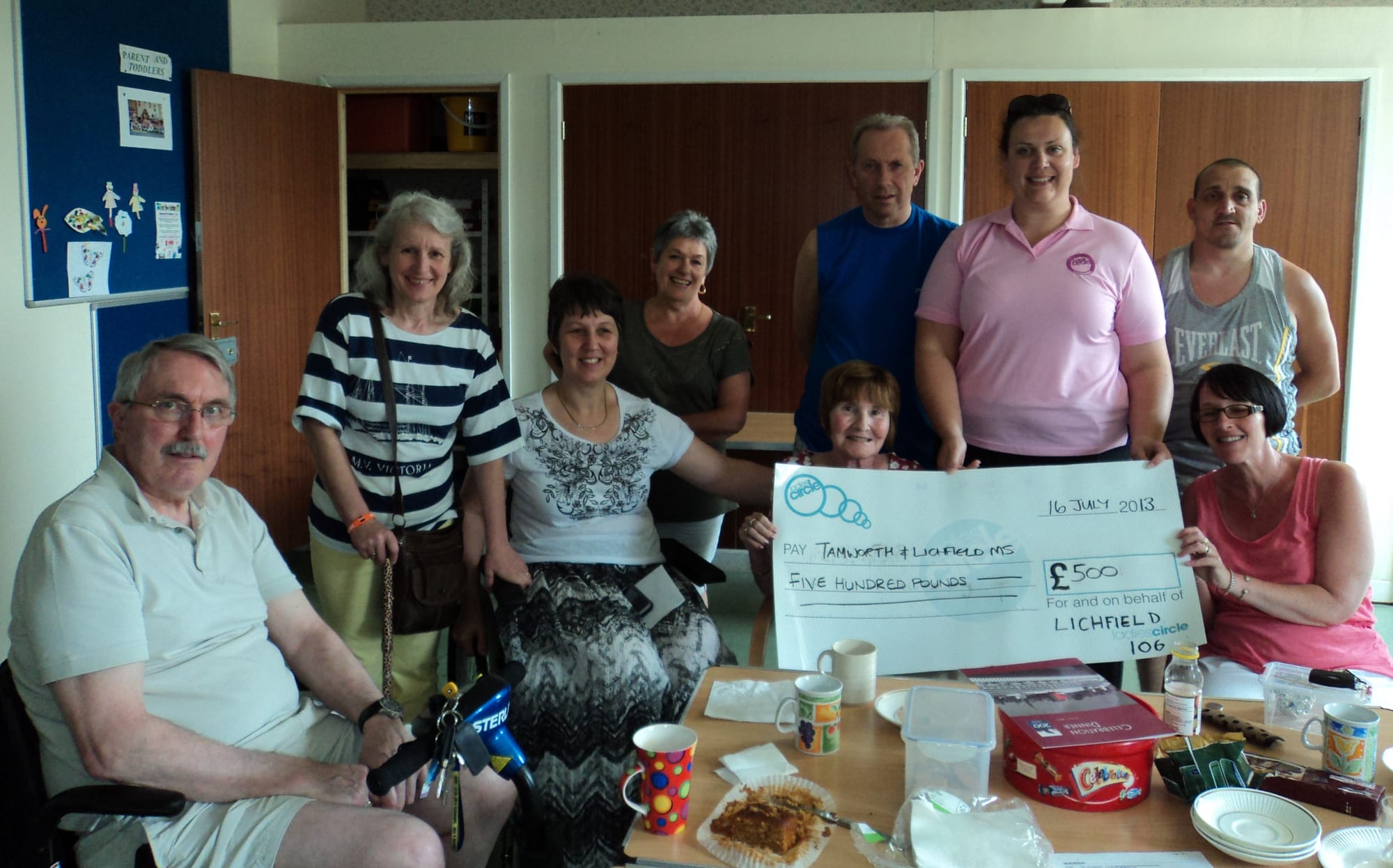 The cheque is handed over by Lichfield Ladies Circle