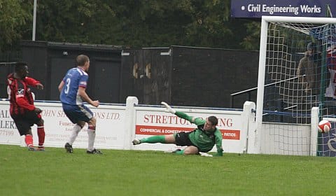 Simeon Oshoboke opens the scoring. Pic: Dave Birt