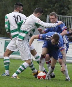 Louis Keenan wriggles out of a challenge. Pic: Dave Birt