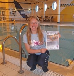 Jenni Williams promoting the free aqua aerobic sessions at Burntwood Leisure Centre