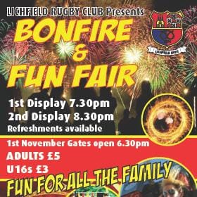 Bonfire and Fireworks at Lichfield Rugby Club
